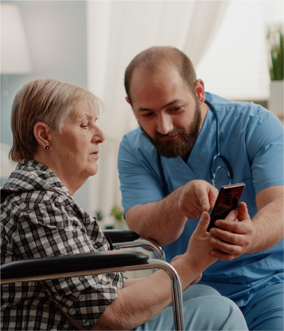 Support worker helping a participant